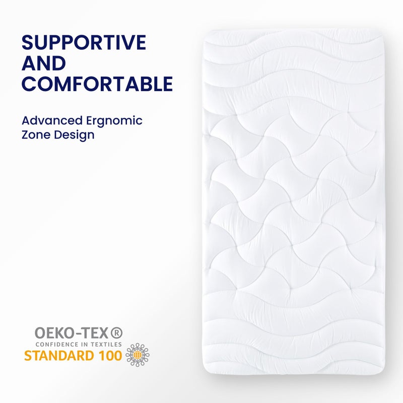 SLEEP ZONE حشوة مرتبة تبريد توين XL من سليب زون للطلاب في السكن الجامعي، غطاء مرتبة بارد متميز، واقي مرتبة مبطن قابل للغسل، جيب عميق 8-21" (أبيض، توين XL) - Image 3